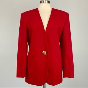 Vintage Christian Dior Red Wool Long Blazer Jacket